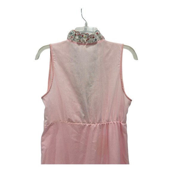 Vintage Nightgown Small‎ Pink Ruffle Floral Trim Front Tie Up Sleeveless Blemish - Picture 5 of 8